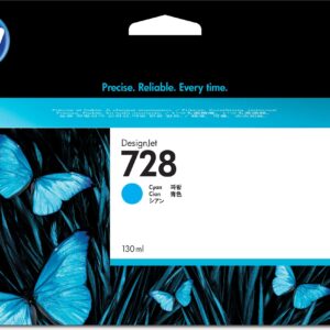 HP 728 F9J67A Cyan 130-ml Genuine Ink Cartridge with Original DesignJet for T730 and T830 Large Format Plotter Printers 729 Printhead