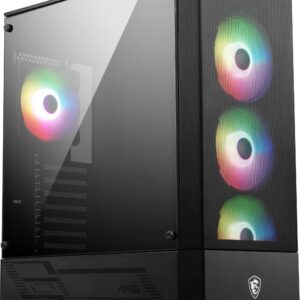 MSI MAG FORGE 112R Mid-Tower PC Case - Tempered Glass ATX Micro-ATX & Mini-ITX Capacity Front Mesh Panel 4 x 120mm ARGB fans with Hub Controller Magnetic Dust Filter USB 32 Gen 1 Type-A Ports
