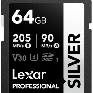 Lexar 64GB SD Card SILVER Up to 205MB/s Read 90MB/s Write SDXC UHS-I Memory Class 10 U3 V30 for Professional Photographers Videographers Enthusiasts