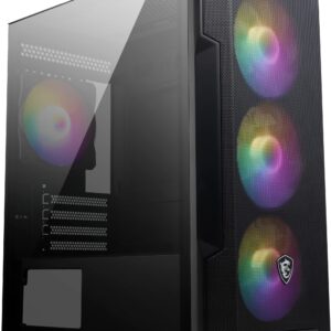 MSI MAG FORGE M100R Mini-Tower PC Case - Tempered Glass Micro-ATX & Mini-ITX Capacity Front Mesh Panel 4 x 120mm ARGB fans with Hub Controller Magnetic Dust Filter USB 32 Gen 1 Type-A Port