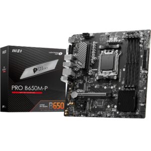 MSI PRO B650M-P Motherboard Micro-ATX - Supports AMD Ryzen 7000 Series Processors AM5 DDR5 Memory Boost 6000+MHz/OC 1 x PCIe 40 x16 2 M2 Gen4 25G LAN
