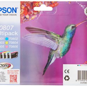 Epson T0807 Hummingbird Genuine Multipack 6-colours Claria Photo HD Ink Cartridges