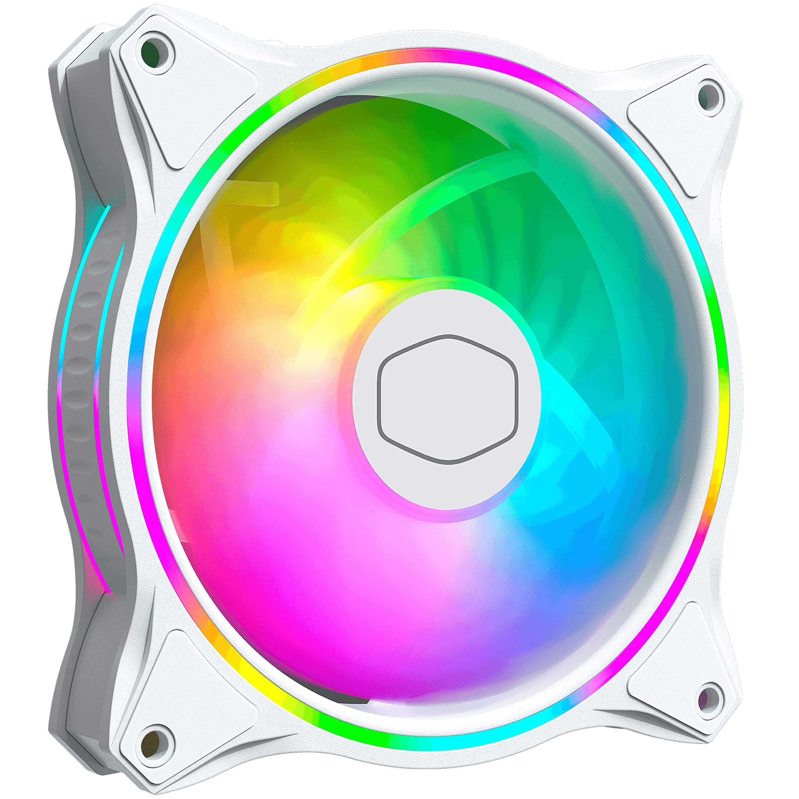 Cooler Master MasterFan MF120 Halo White Edition ARGB - Dual Ring Addressable RGB Lighting Case & Cooling Hybrid Fan Blade Design with Jam Sensor Protection Vibration Dampening Frame 120mm