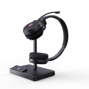 Yealink WH62 Entry Level Plug & Play Binaural DECT Wireless Headset Acoustic Shield Technology 2 x Micro USB 20 Ports (Optimised for Microsoft Teams)  Black/Silver
