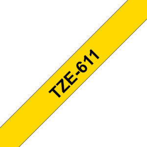 Brother TZE-611 DirectLabel black on yellow Laminat 6mm x 8m for P-Touch TZ 35-18mm/6-12mm/6-18mm/6-24mm/6-36mm