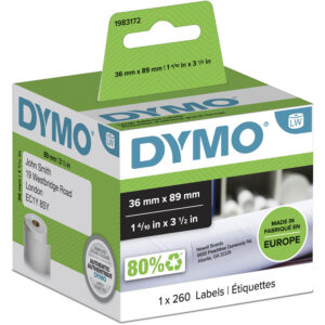 Dymo 1983172 DirectLabel-etikettes white 36mm x 89mm Pack260 for Etiketten 10cm/LW 550 60mm/60mm