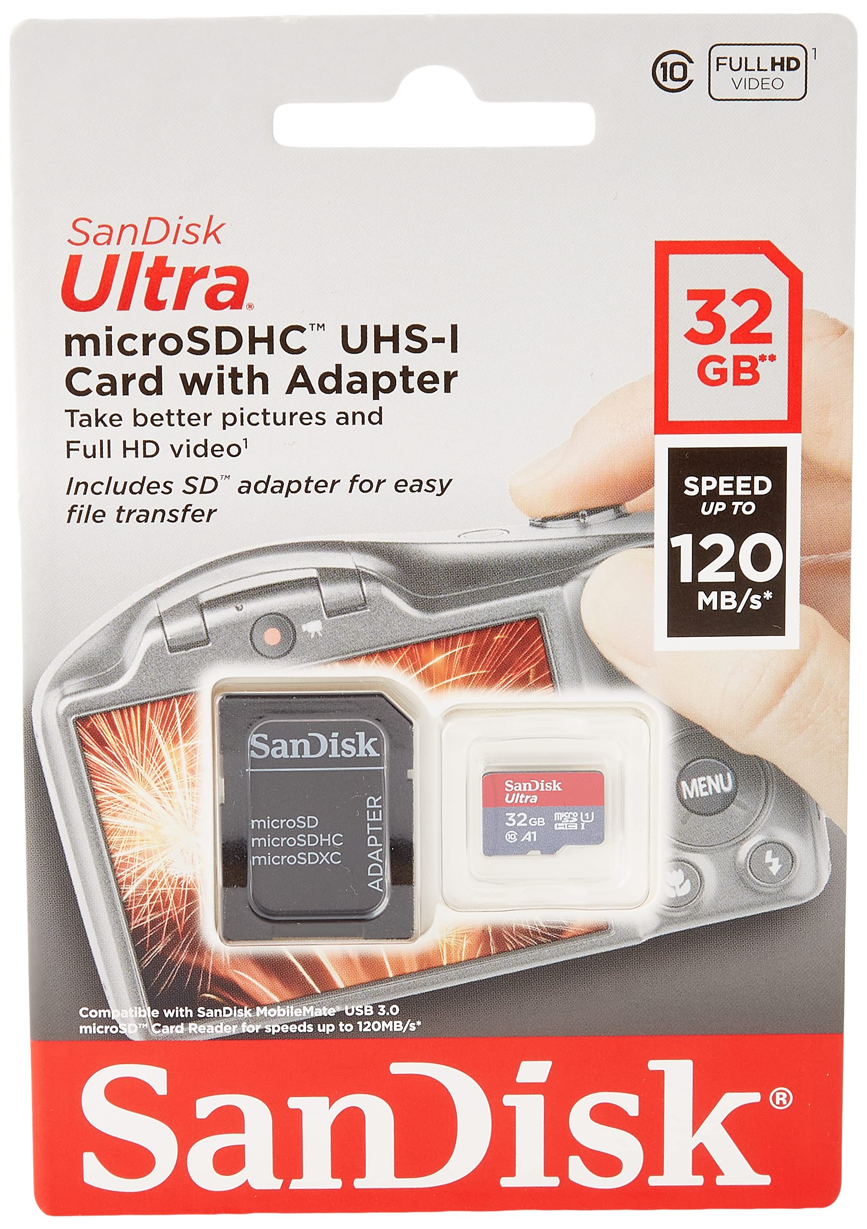32GB SANDISK ULTRA MICROSDHC 32GB microSDHC UHS-I SD Adapter