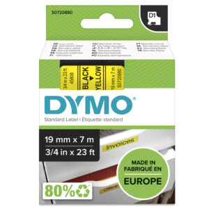 Dymo 45808/S0720880 DirectLabel-etikettes black on yellow 19mm x 7m for D1 6-19mm/24mm/400 Duo