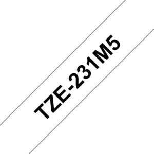 Brother TZE-231M5 DirectLabel black on white Laminat 12mm x 8m Pack5 for P-Touch TZ 35-18mm/6-12mm/6-18mm/6-24mm/6-36mm