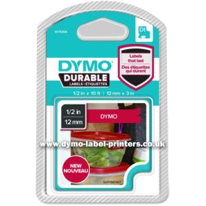 Dymo 1978366 DirectLabel-etikettes white on red Vinyl 12mm x 55mm for D1 6-12mm/19mm/24mm/9-12mm/9-19mm