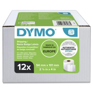 Dymo 13186/S0722420 DirectLabel-etikettes white 101mm x 54mm Pack12 for GuestGuard/LW 550 60mm/400 Duo/60mm