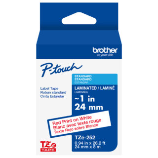 Brother TZE-252 DirectLabel red on white Laminat 24mm x 8m for P-Touch TZ 35-24mm/HSE/36mm/6-24mm/6-36mm