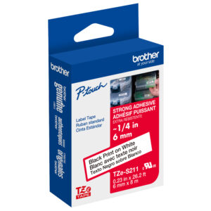 Brother TZE-S211 DirectLabel black on white extra strong Laminat 6mm x 8m for P-Touch TZ 35-18mm/6-12mm/6-18mm/6-24mm/6-36mm