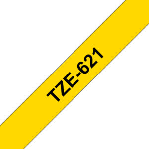 Brother TZE-621 DirectLabel black on yellow Laminat 9mm x 8m for P-Touch TZ 35-18mm/6-12mm/6-18mm/6-24mm/6-36mm