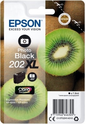 Epson C13T02H14010/202XL Ink cartridge foto black high-capacity 800 pages Photos 79ml for XP 6000